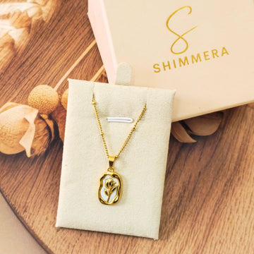 Anti Tarnish 18k Gold Plated Floral Design Pendant with Chain