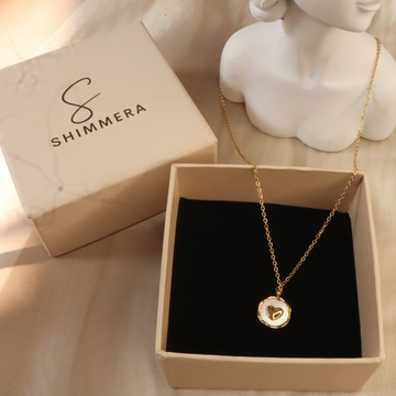 Anti tarnish 18K Gold plated oval shape embedded with Engraved Heart