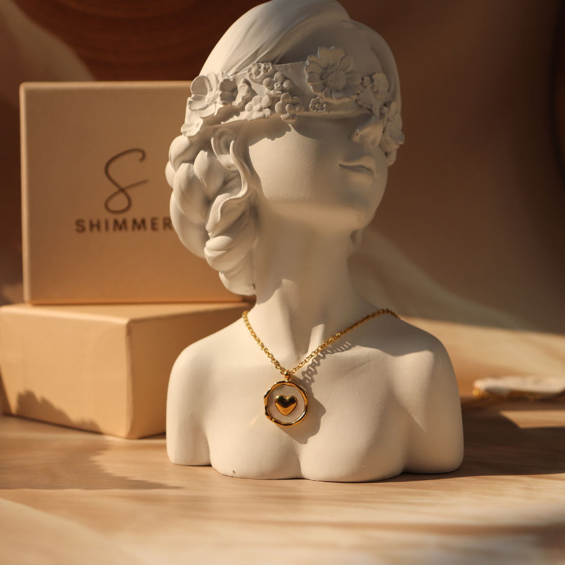 Anti tarnish 18K Gold plated oval shape embedded with Engraved Heart