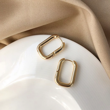Anti tarnish Rectangular 18K Gold plated hoop earring for girls/women