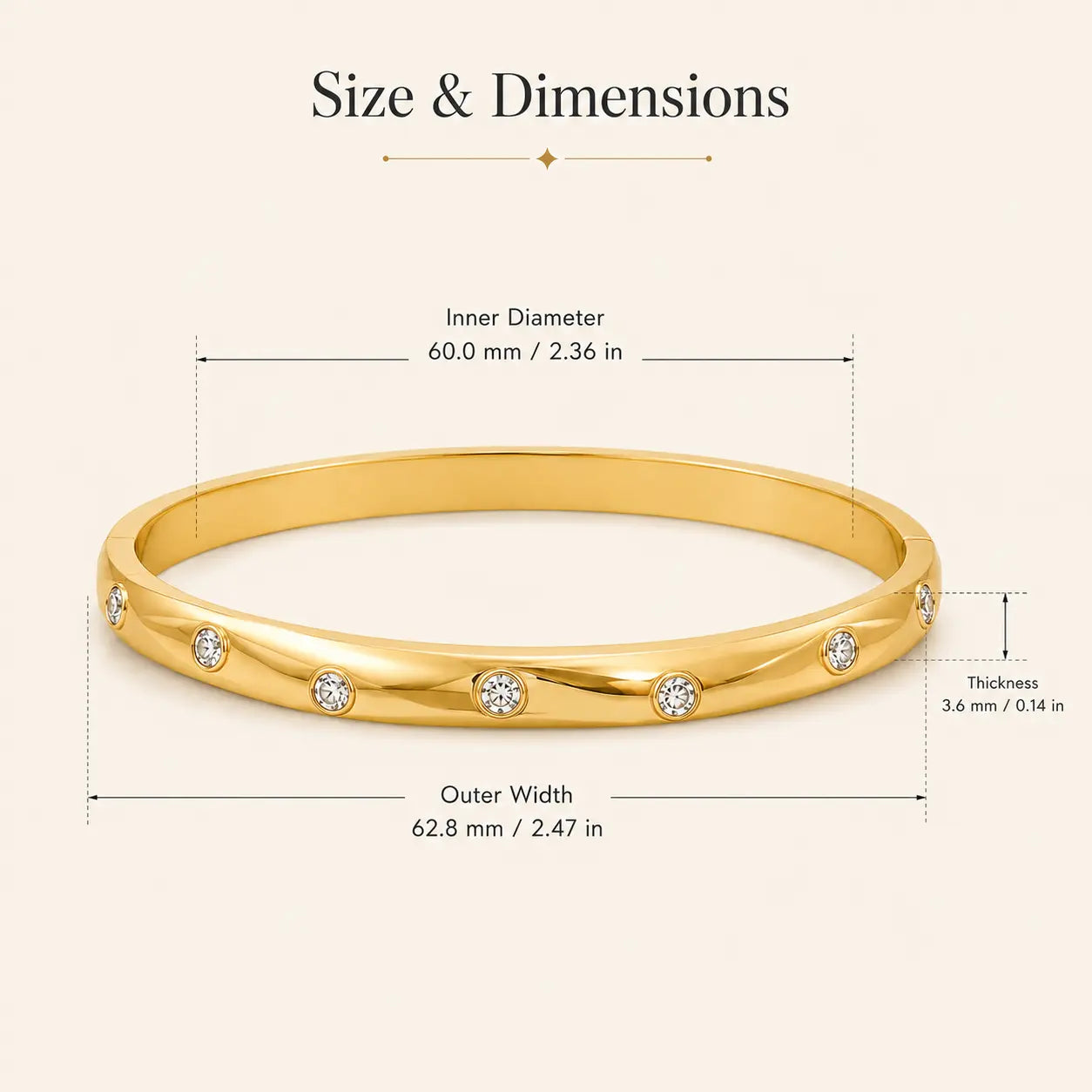 Anti Tarnish Celestial Gold Bangle for women Shimmera