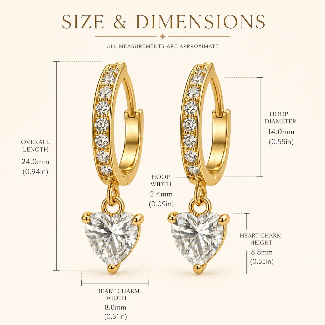 Anti Tarnish Heart Drop Earrings Shimmera