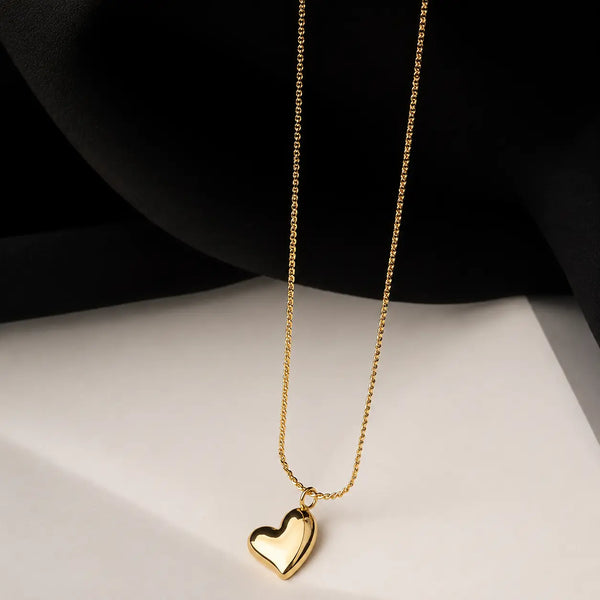 Anti-Tarnish 18K Gold-Plated Heart Pendant with Chain