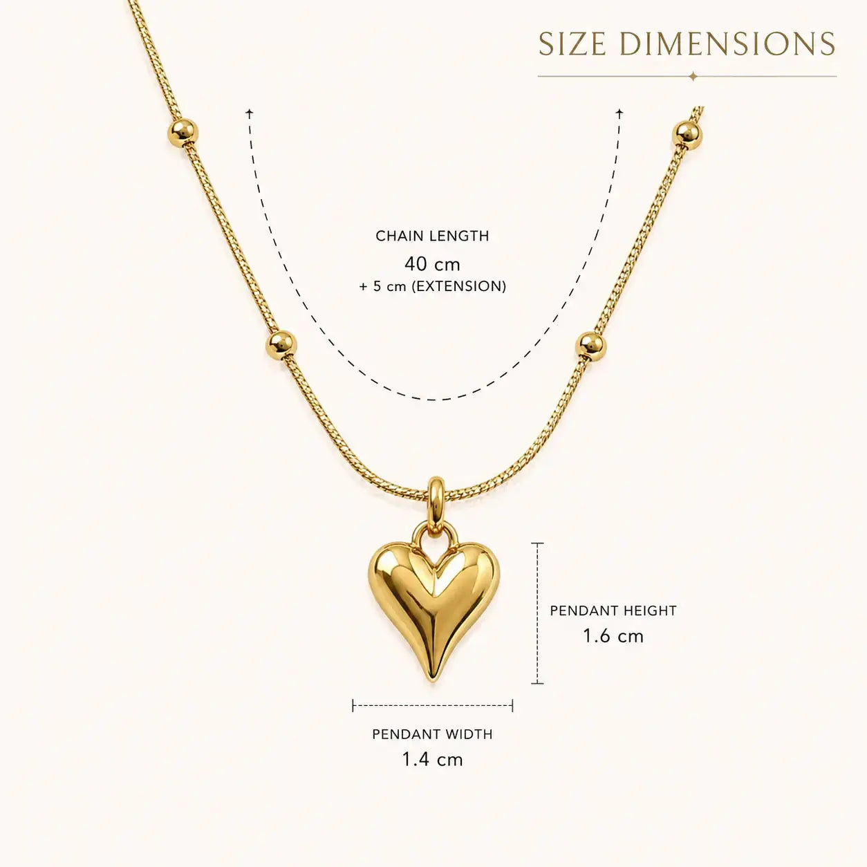 Gold Heart Anti Tarnish Pendant Chain | Shimmera Shimmera