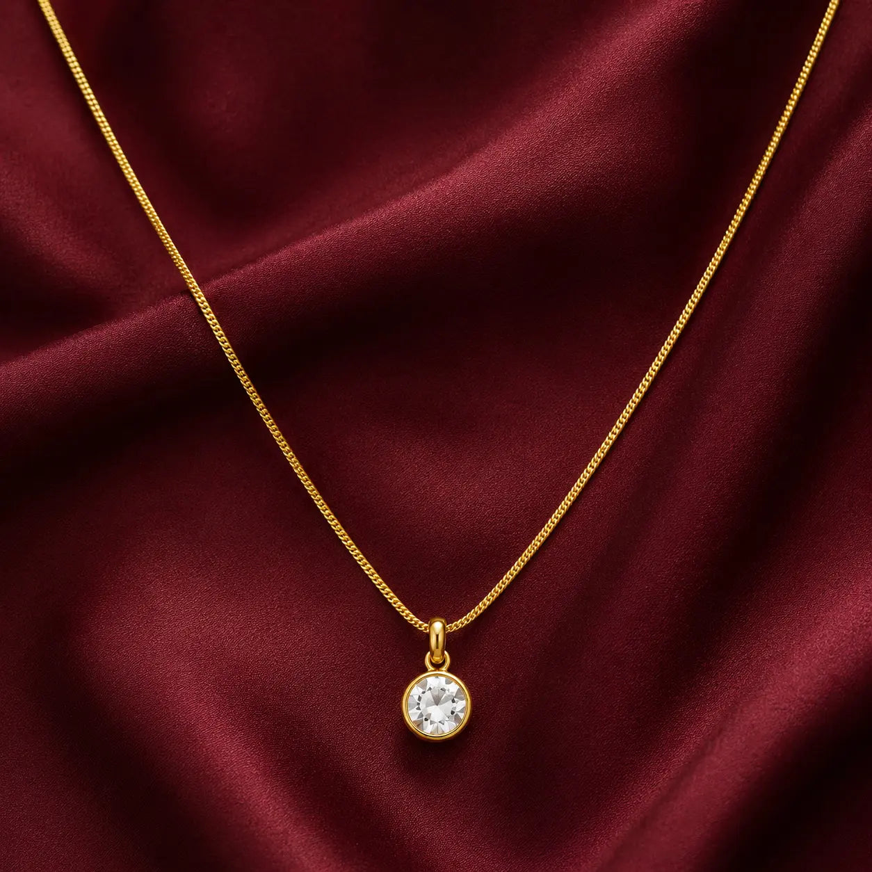Cubic Zirconia Pendant Necklace with Chain, 18K Gold Plated, Tarnish-Resistant Shimmera