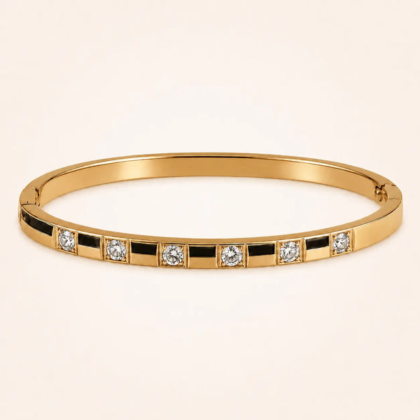 Anti-Tarnish Half-Covered Cubic Zirconia 18K Gold-Plated Bracelet