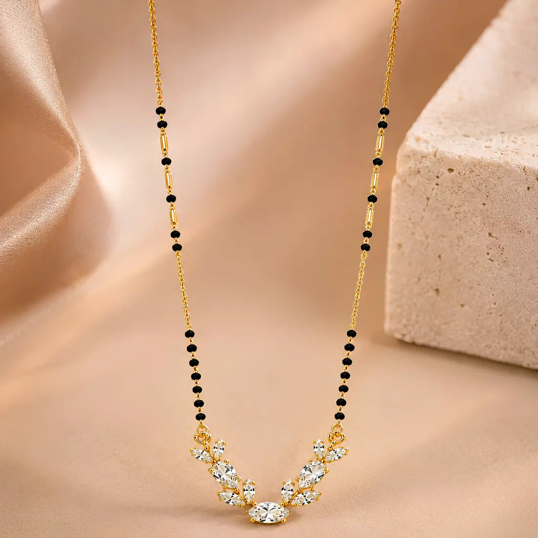 Anti Tarnish Crystal Curve Mangalsutra Shimmera