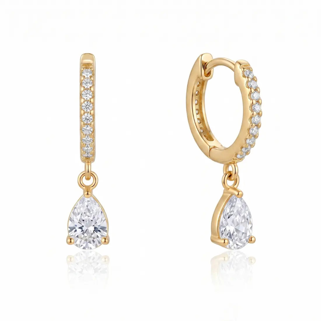 Shimmera Crystal Drop Hoop Earrings | Anti Tarnish Gold Plated Earrings Shimmera