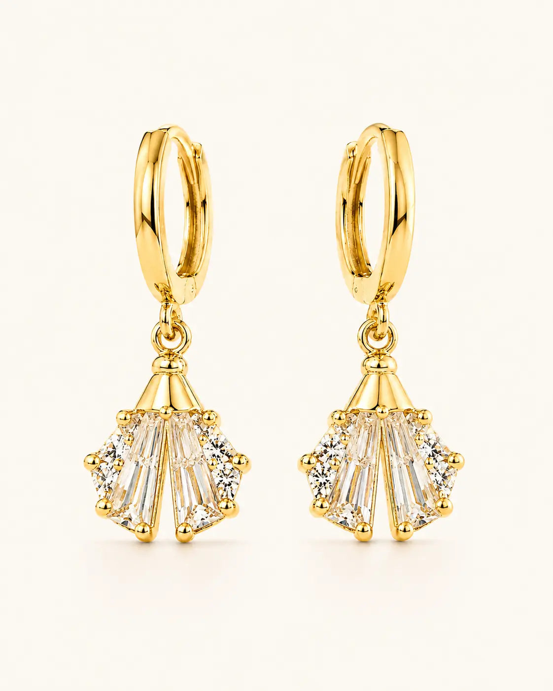 Anti Tarnish Crystal Fan Drop Earrings Shimmera