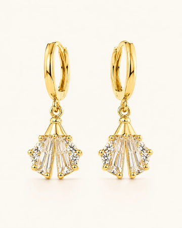 Anti Tarnish Crystal Fan Drop Earrings Shimmera