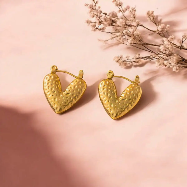 Anti Tarnish Heart Hoop Earrings
