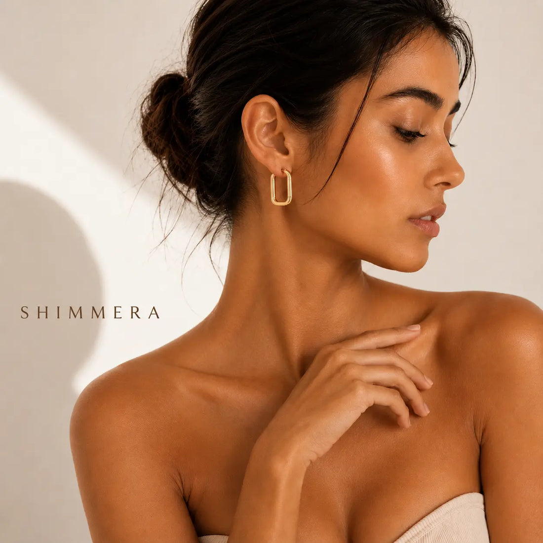 Rectangular Gold Hoop Earrings for Women | Tarnish-Resistant Gold Earrings | Shimmera Shimmera