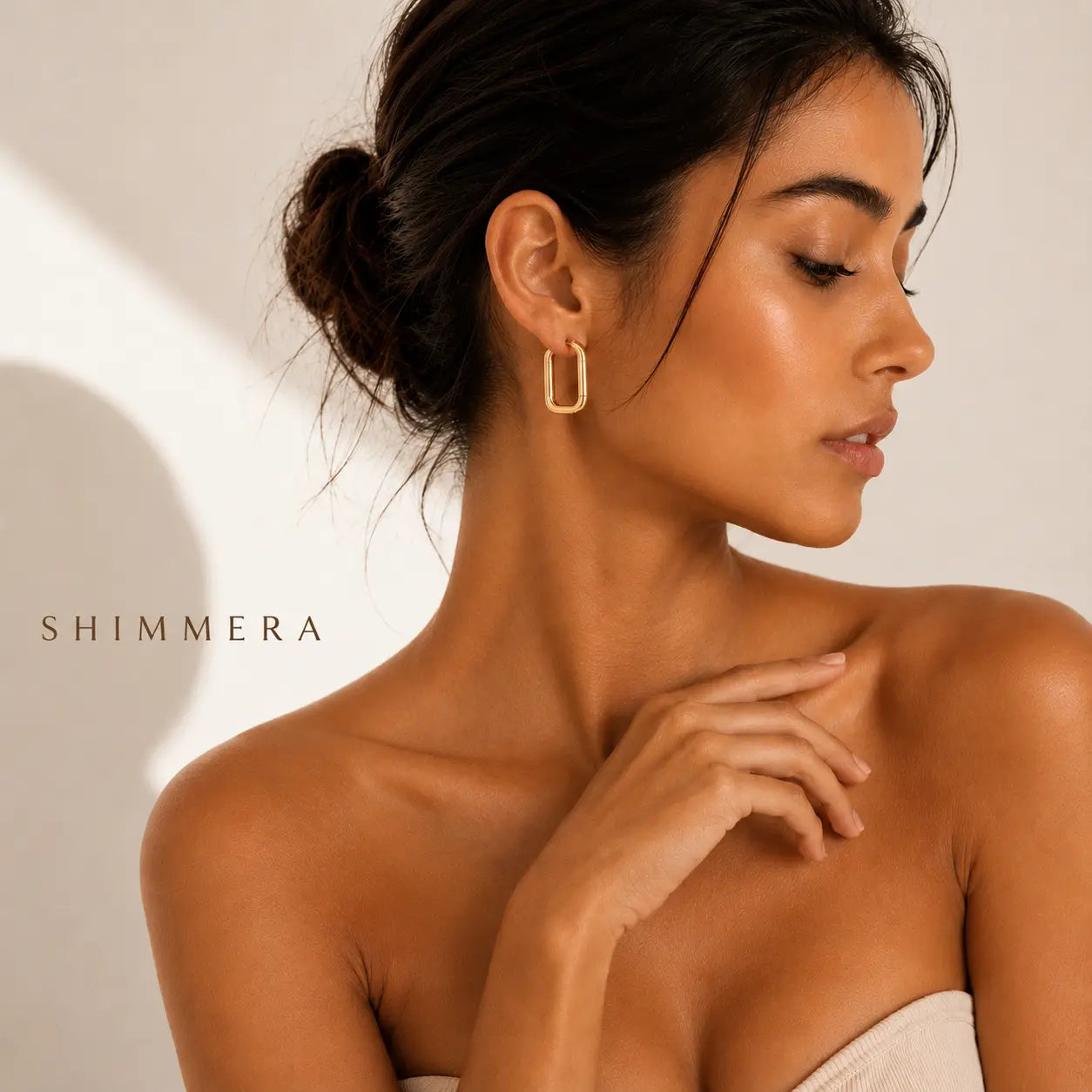 Rectangular Gold Hoop Earrings for Women | Tarnish-Resistant Gold Earrings | Shimmera Shimmera