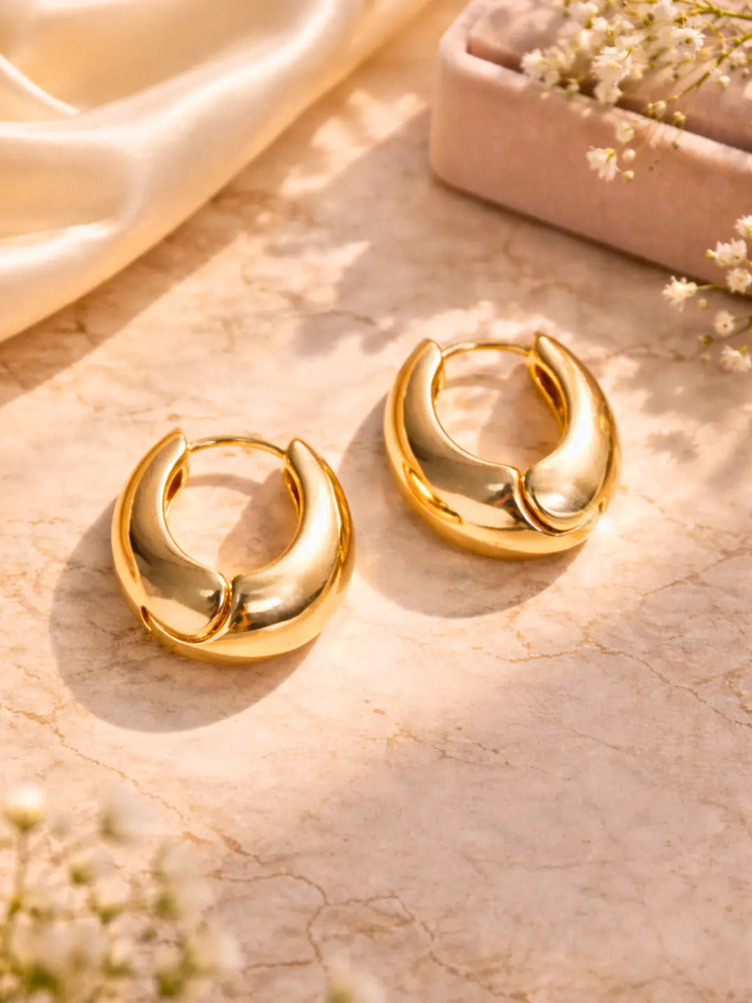 Anti Tarnish Chunky Gold Hoop Earrings Shimmera