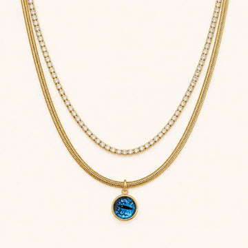 Anti Tarnish Blue Eye Layered Necklace Shimmera