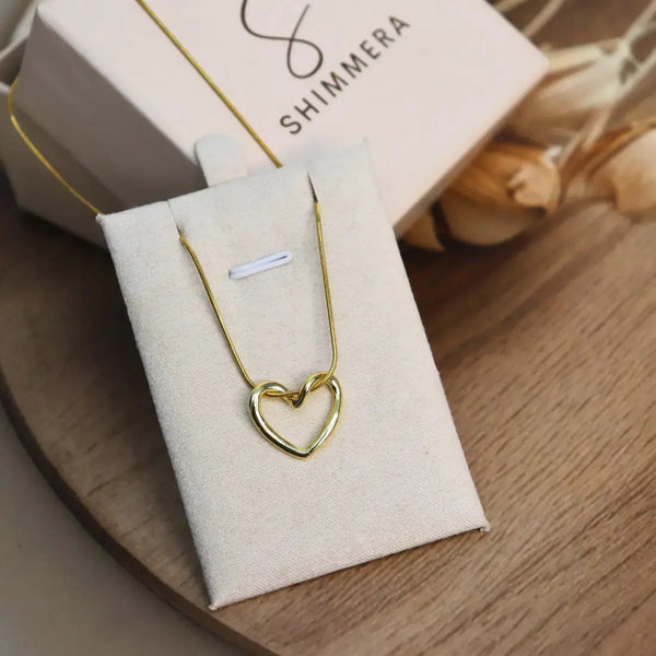 Anti-Tarnish Open Heart Viral Pendant, Gold-Plated with Chain