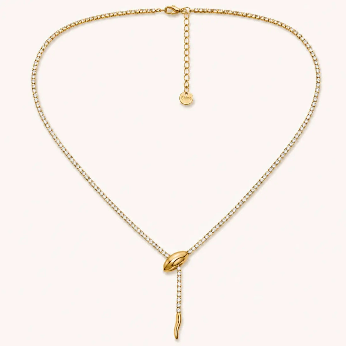 Anti Tarnish Cubic Zirconia Lariat Necklace Shimmera