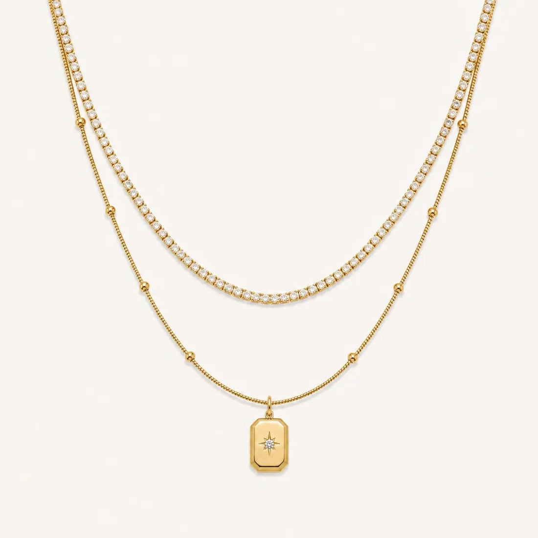 Anti Tarnish Layered Pendant Necklace Shimmera