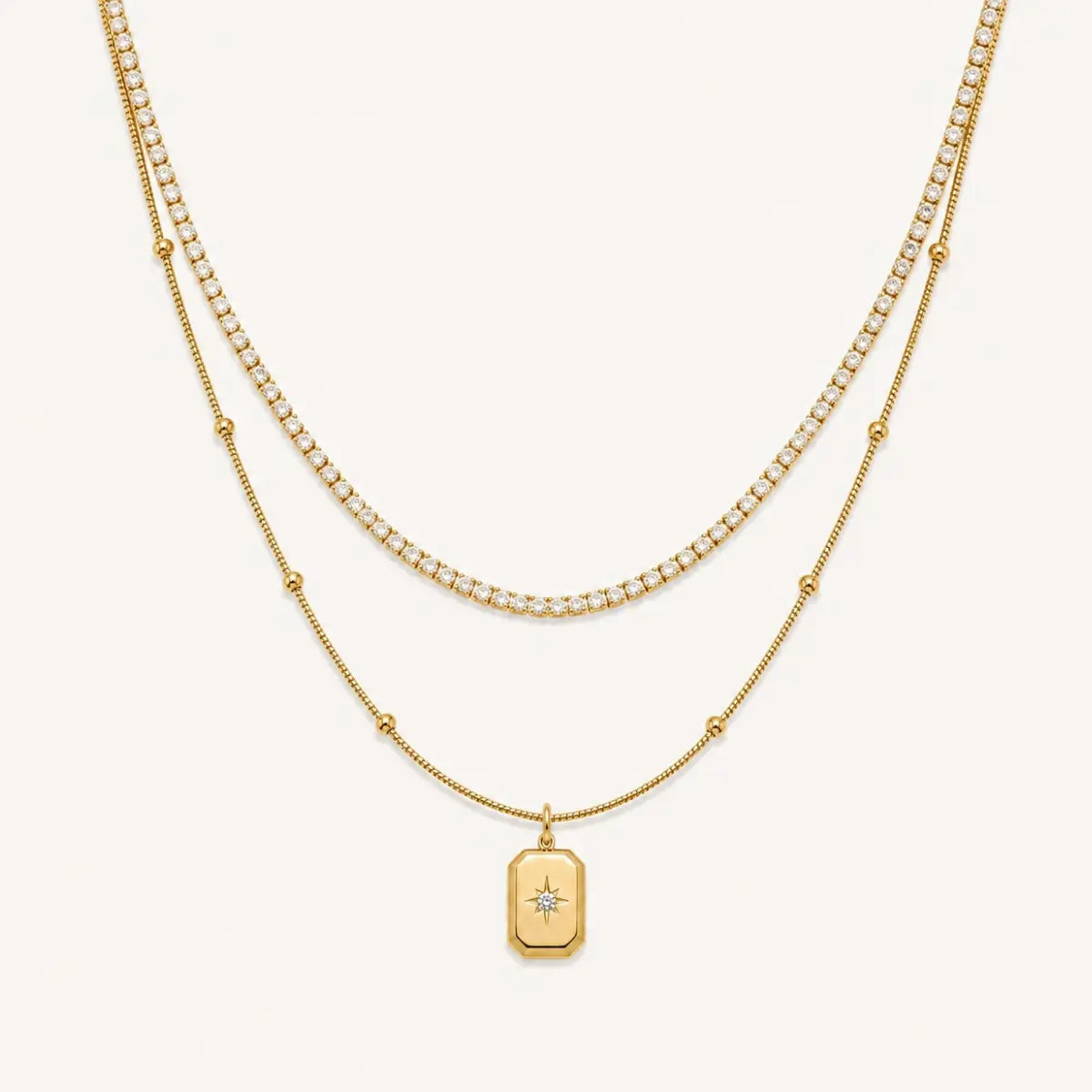 Anti Tarnish Layered Pendant Necklace Shimmera