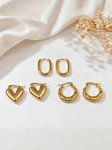 Anti Tarnish Gold Earrings Set Shimmera