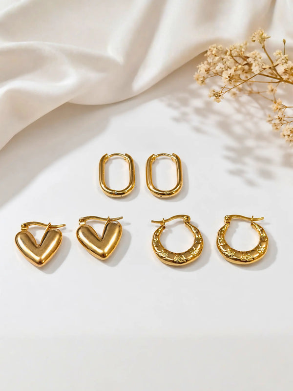 Anti Tarnish Gold Earrings Set