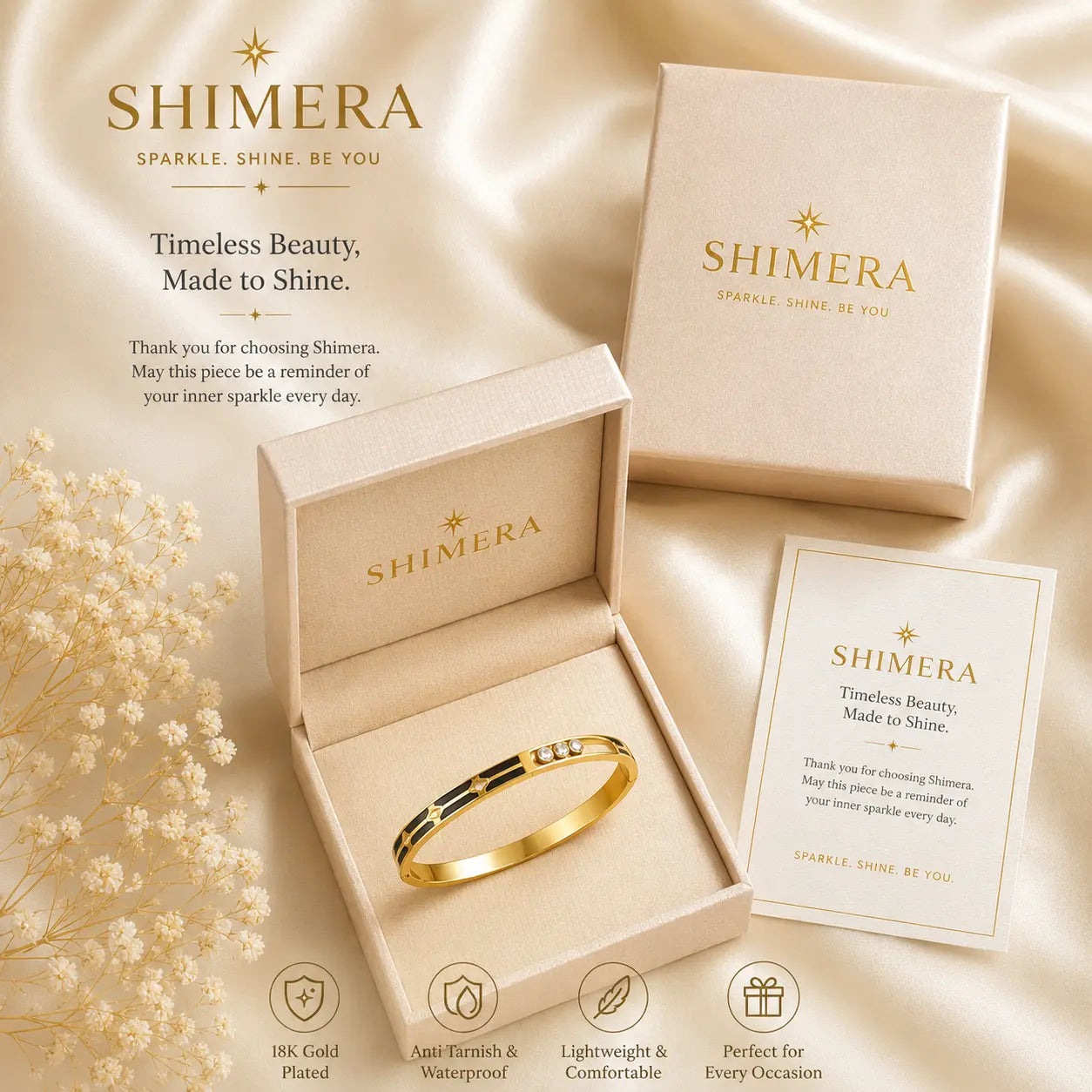 Anti-Tarnish 18K Gold Plated Cubic Zirconia Bracelet Shimmera