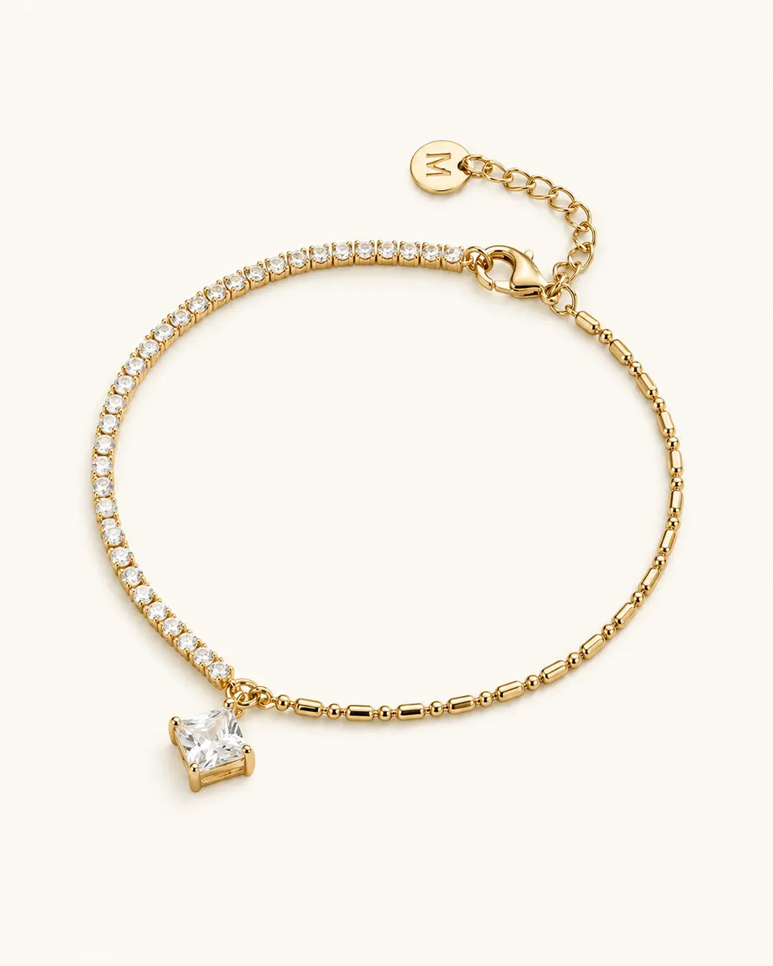 Anti-Tarnish Square Stone Anklet - Shimmera