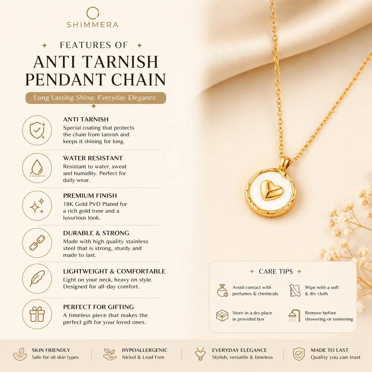 Anti tarnish 18K Gold plated oval shape embedded with Engraved Heart My Store