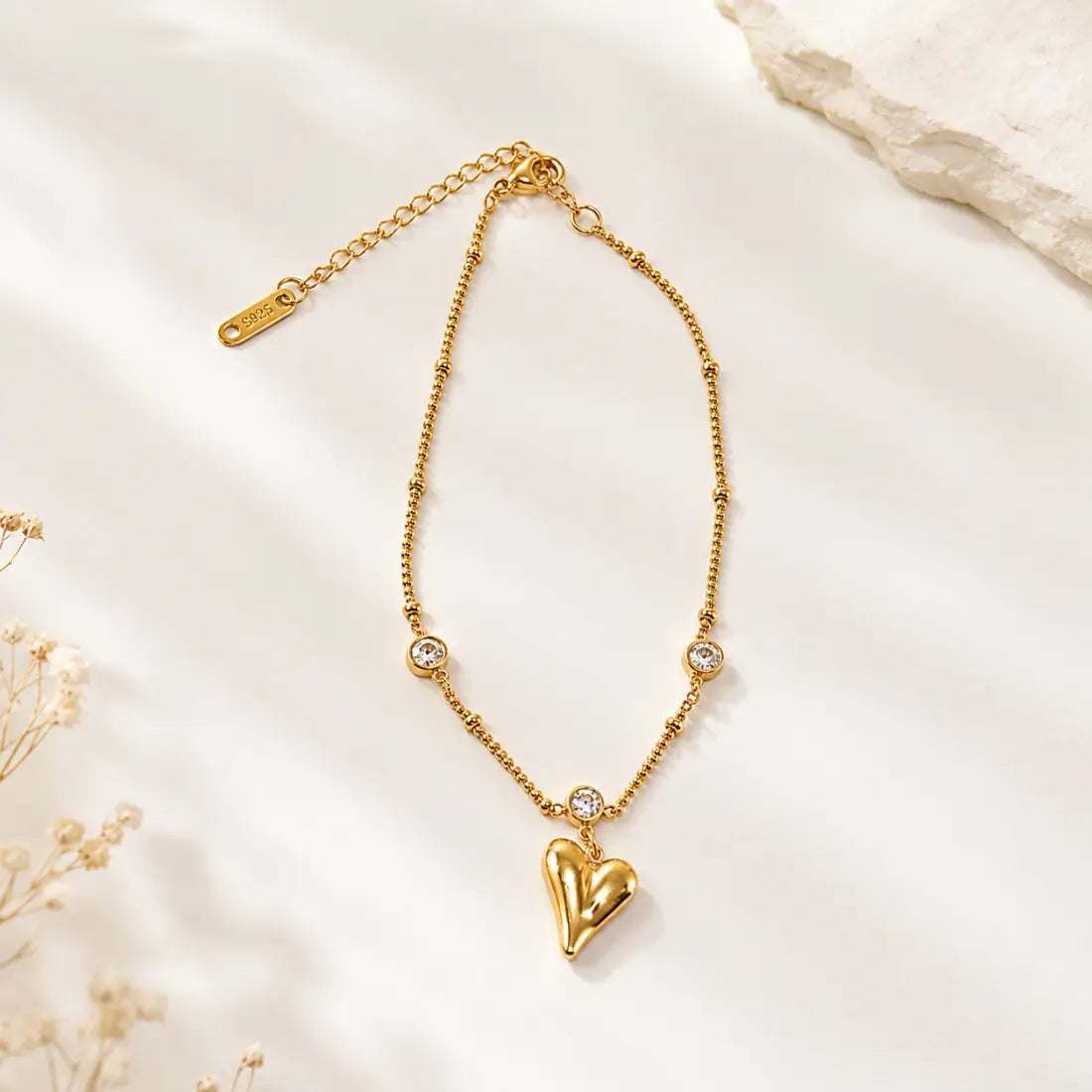 Celeste Heart Charm Anklet Shimmera