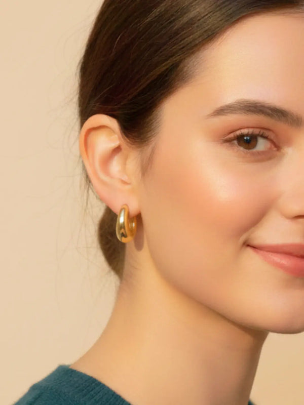 Anti Tarnish Chunky Gold Hoop Earrings