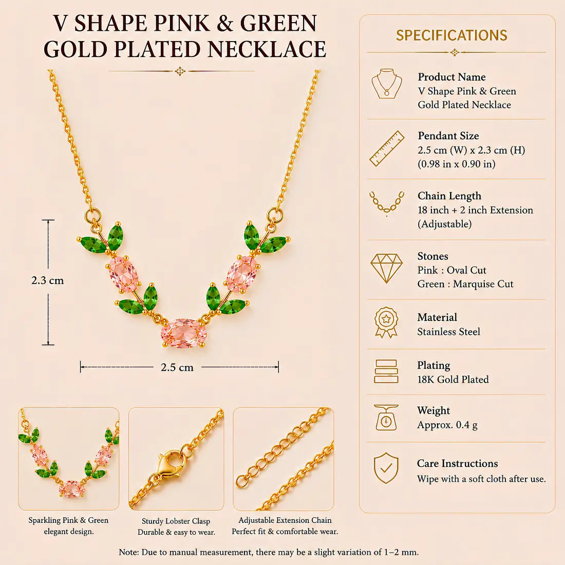 Anti Tarnish Pink Floral Stone Mangalsutra Shimmera