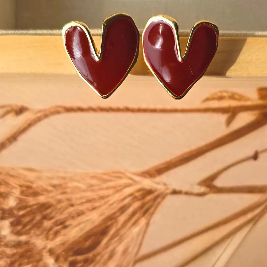 Korean Red Heart Stud Earrings for Women My Store