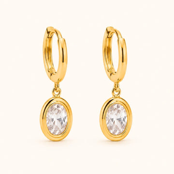 Anti-Tarnish 18K Gold-Plated CZ Drop Golden Hoop Earrings Shimmera