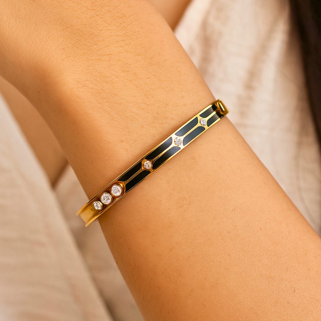 Anti tarnish 18k gold plated cubic zirconia bracelet for women