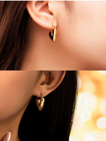 Anti tarnish 18k Gold plated heart shape earrings