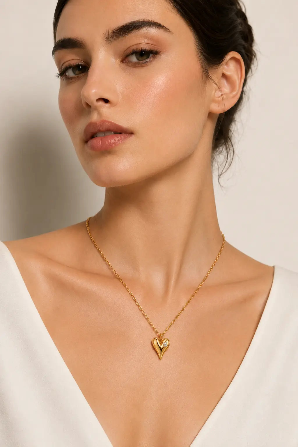 Anti Tarnish Crystal Heart Pendant Chain Shimmera