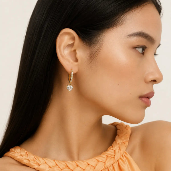 Anti-Tarnish Heart Drop Earrings