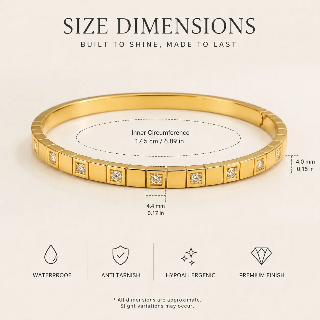 Anti-Tarnish Half-Covered Cubic Zirconia Bracelet My Store