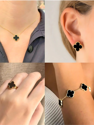 Anti tarnish 18k gold plated Clover jewellery set for women