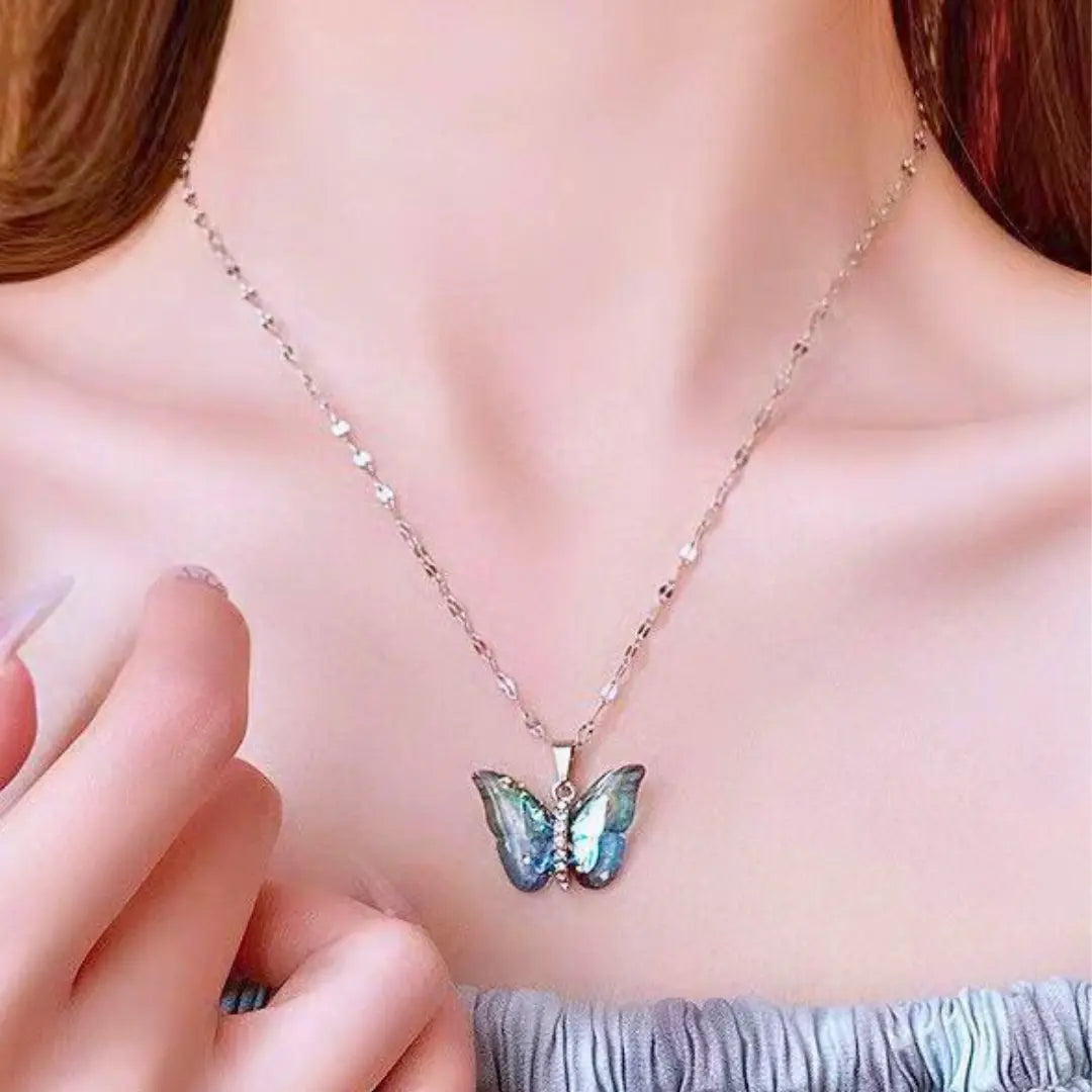 Anti tarnish mirror finish butterfly pendant Chain Shimmera