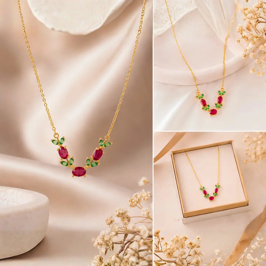 Anti Tarnish Ruby Green Stone Mangalsutra Shimmera