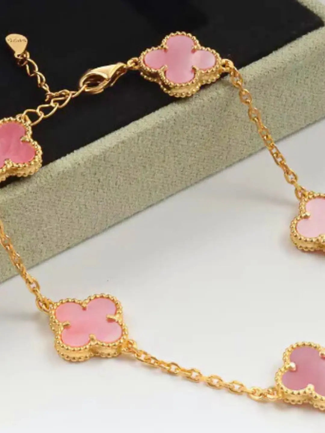 Anti Tarnish Pink Clover Bracelet Shimmera