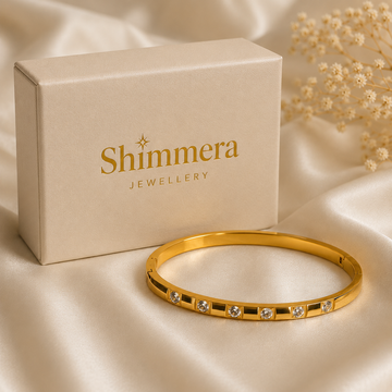 Anti tarnish Half covered cubic zirconia 18k Gold-plated bracelet