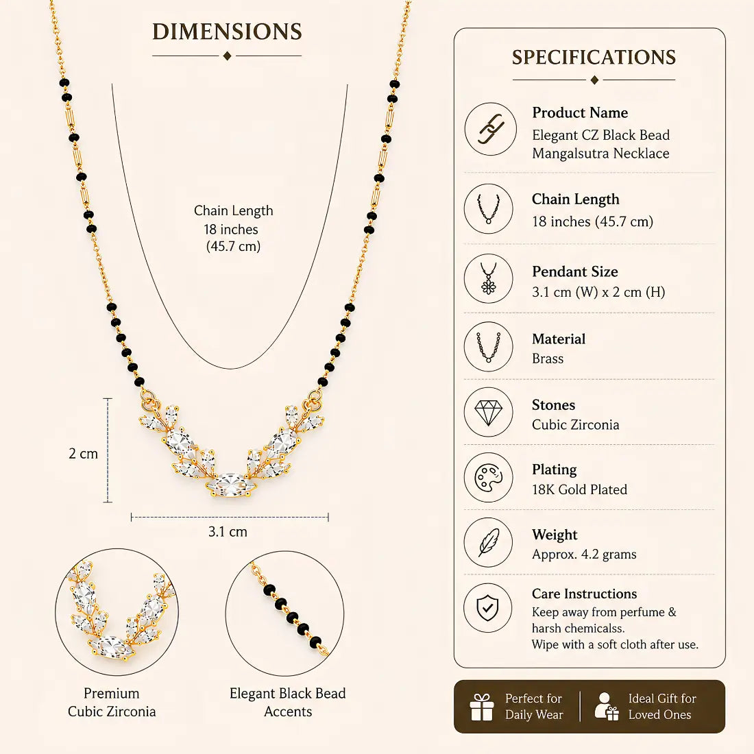 Anti Tarnish Crystal Curve Mangalsutra Shimmera