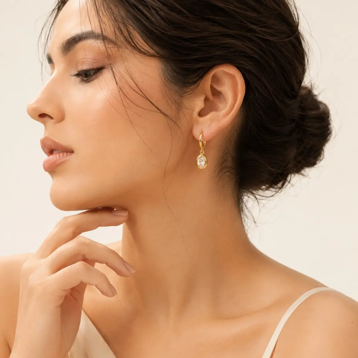 Anti-Tarnish 18K Gold-Plated CZ Drop Golden Hoop Earrings Shimmera