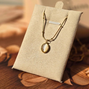 Anti Tarnish 18K Gold Plated Oval Shell Stone Pendant My Store