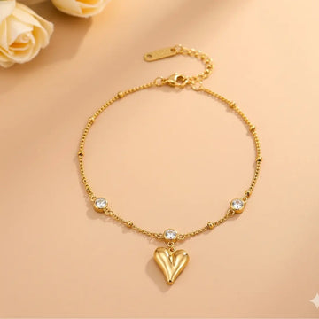 Celeste Heart Charm Anklet Shimmera