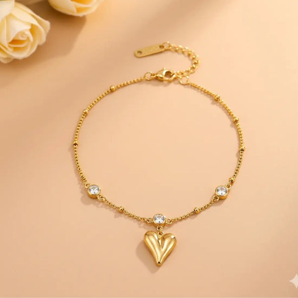 Celeste Heart Charm Anklet