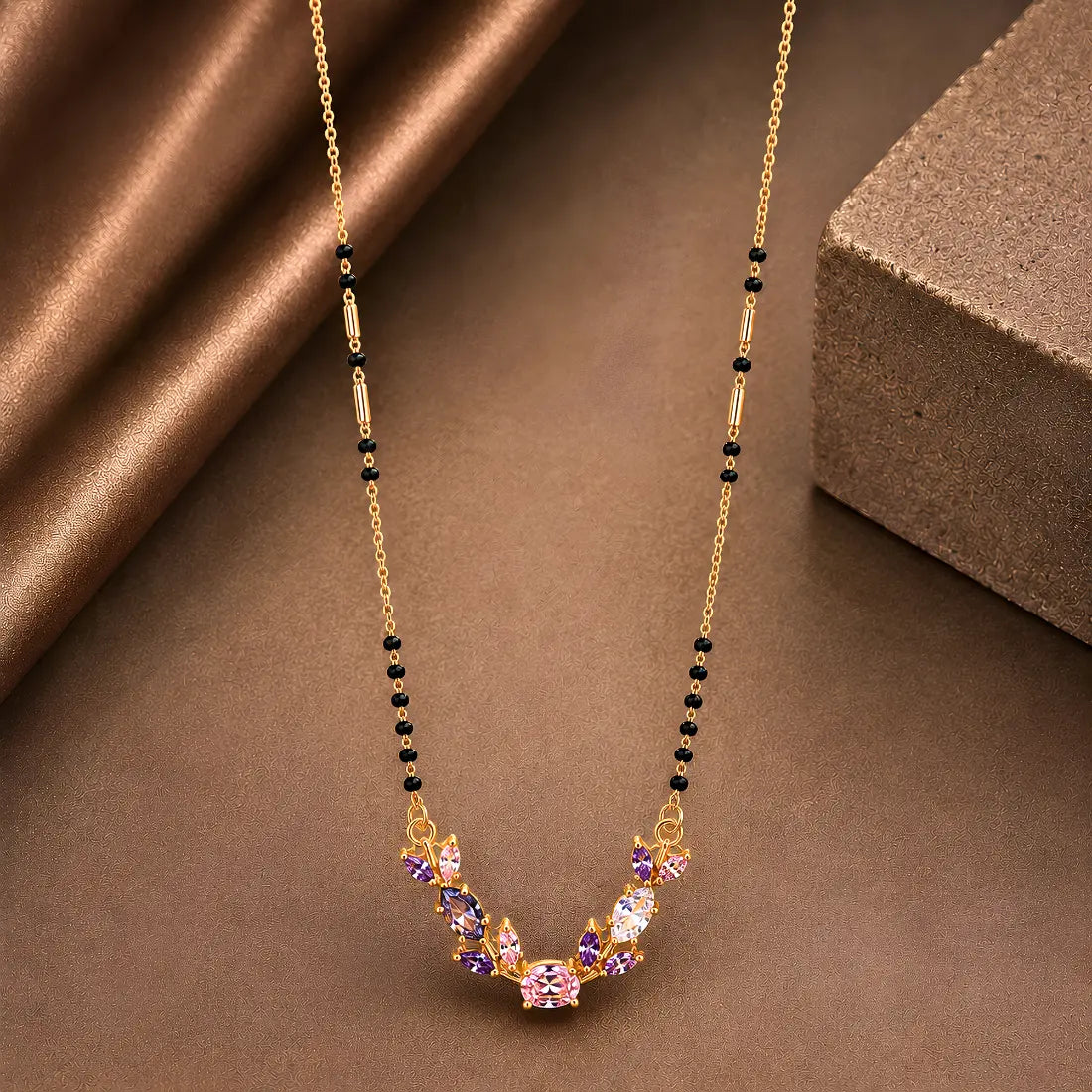 Anti Tarnish Crystal Curve Mangalsutra Shimmera