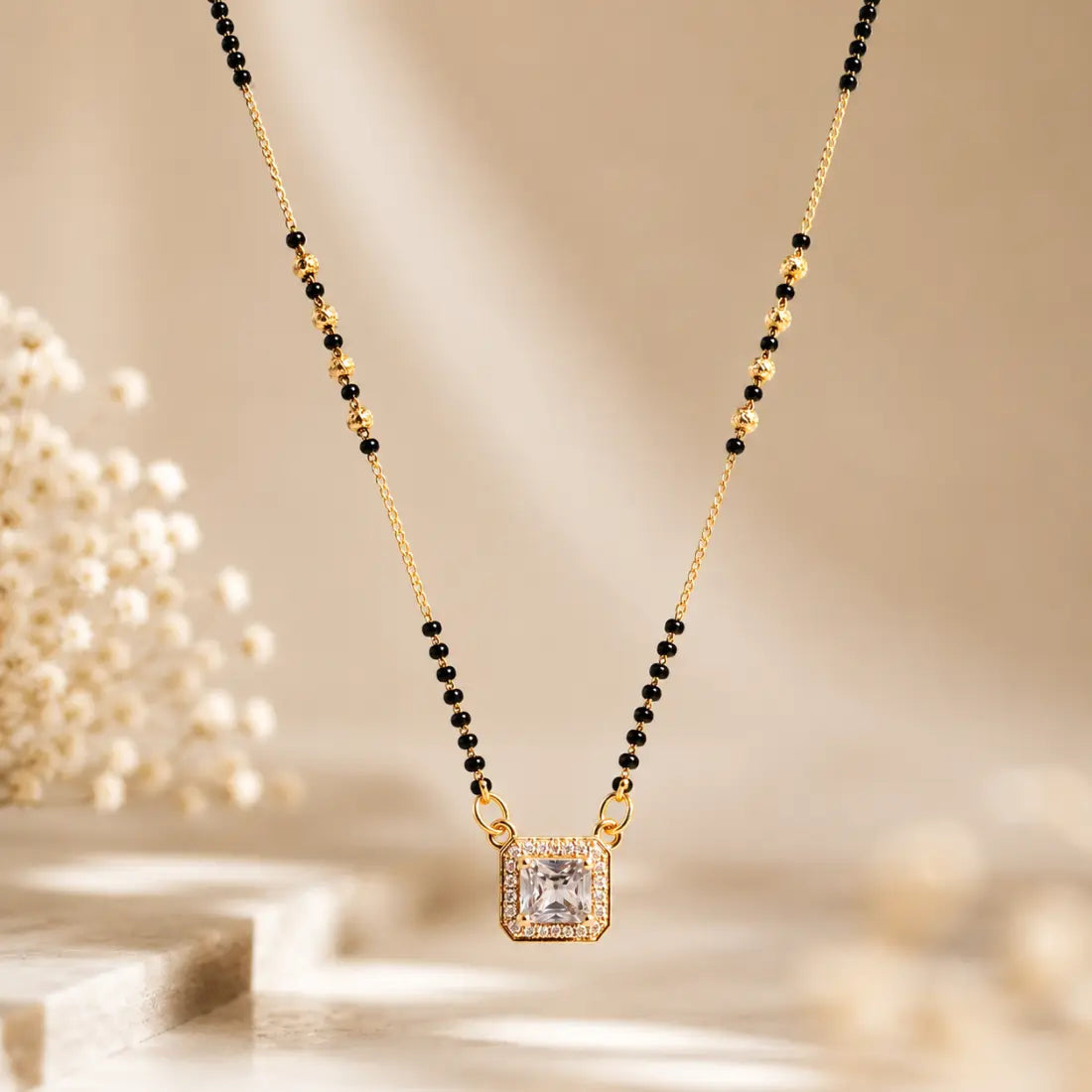 Anti Tarnish Square CZ Mangalsutra Shimmera